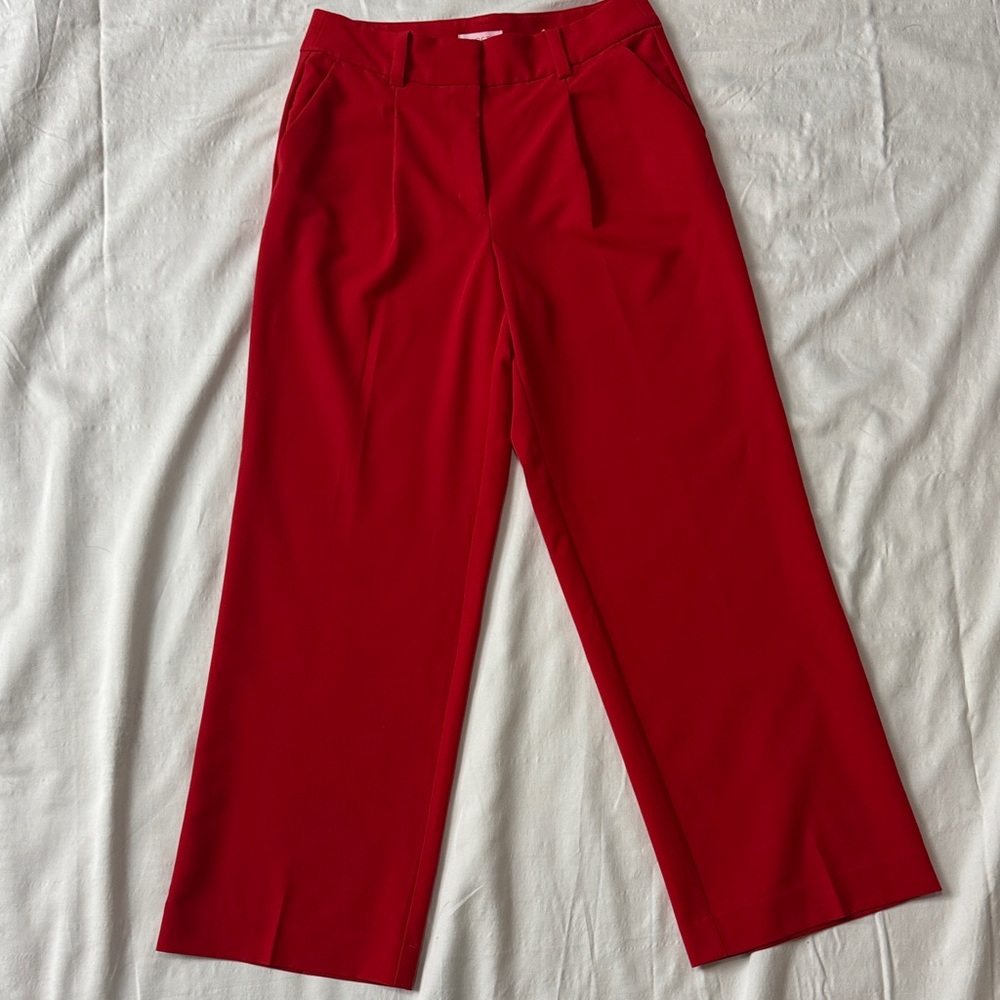 LOFT Bold Red High-Rise Trousers 2P